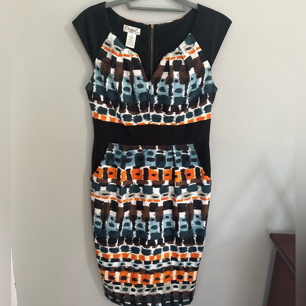 Maggy L Women’s Midi Dress Sleeveless Size:6 Muilticolor